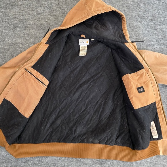 Carhartt Jacket Mens Large Brown J306 BRN Hooded Duck Canvas Distress Chore Coat - Picture 9 of 16